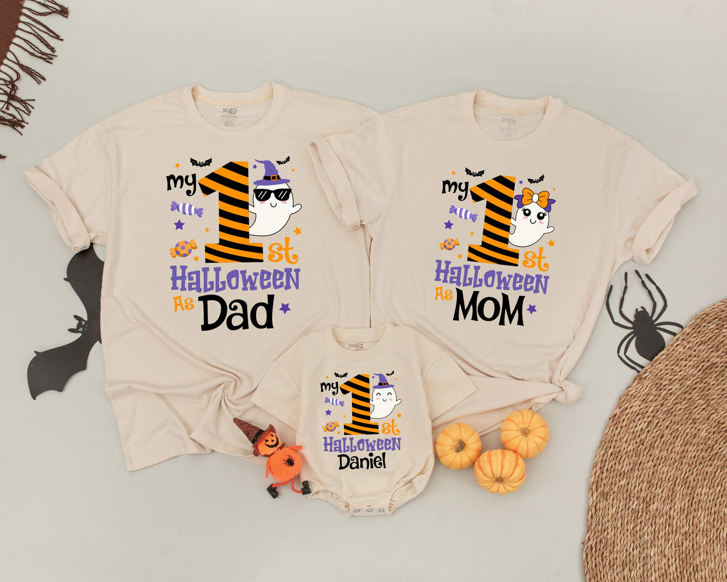 First Halloween Family Matching Shirts: Mom, Dad, Baby Spooky Outfits  