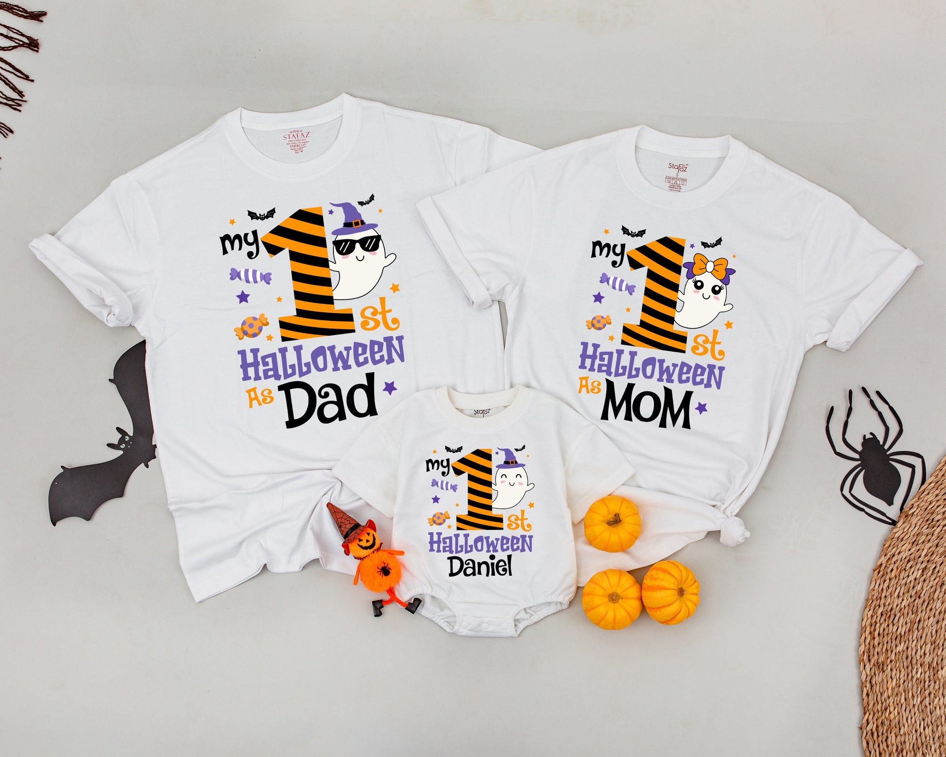 First Halloween Family Matching Shirts: Mom, Dad, Baby Spooky Outfits  