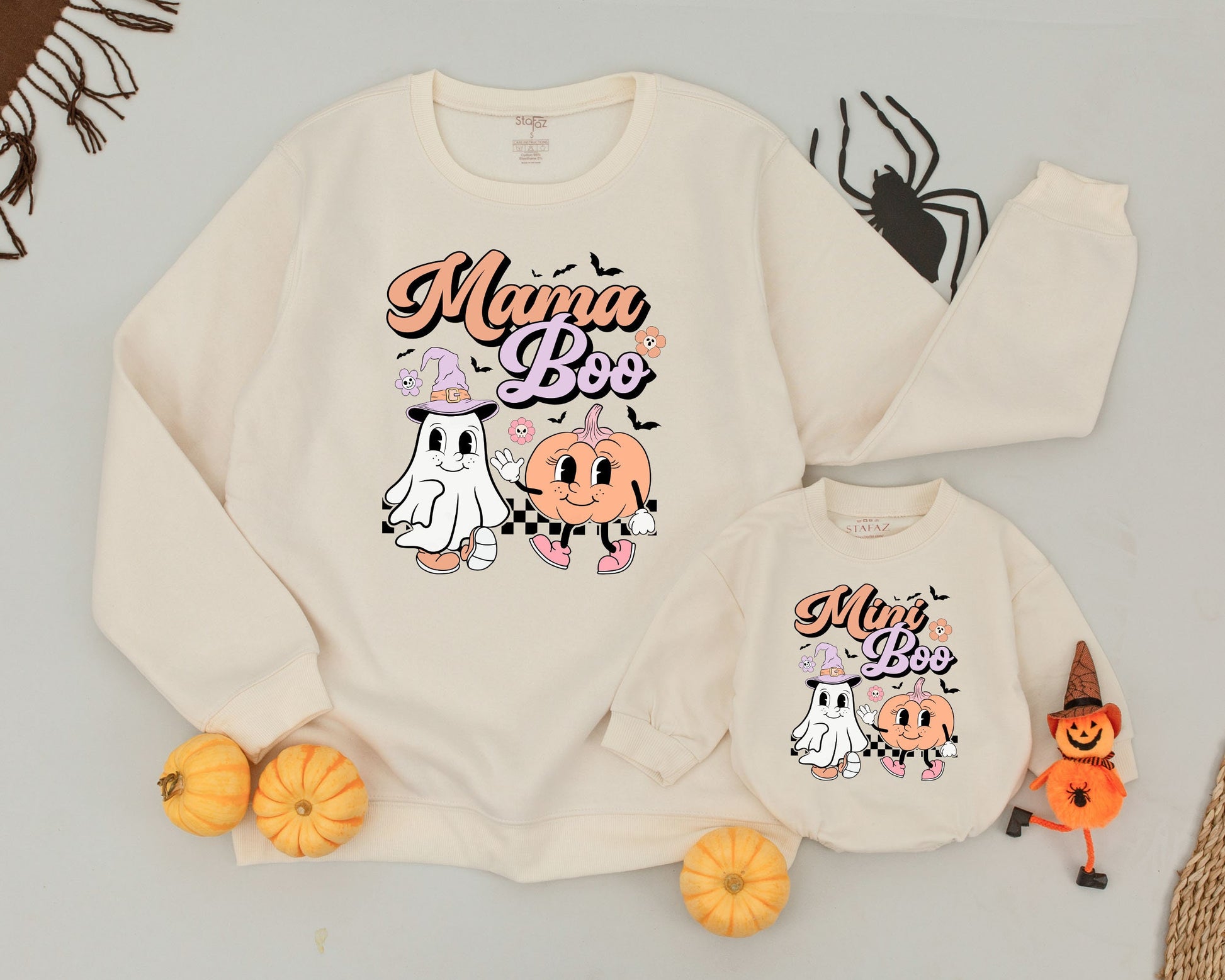 Matching Halloween Sweaters: Mama and Mini Spooky Ghost Outfits