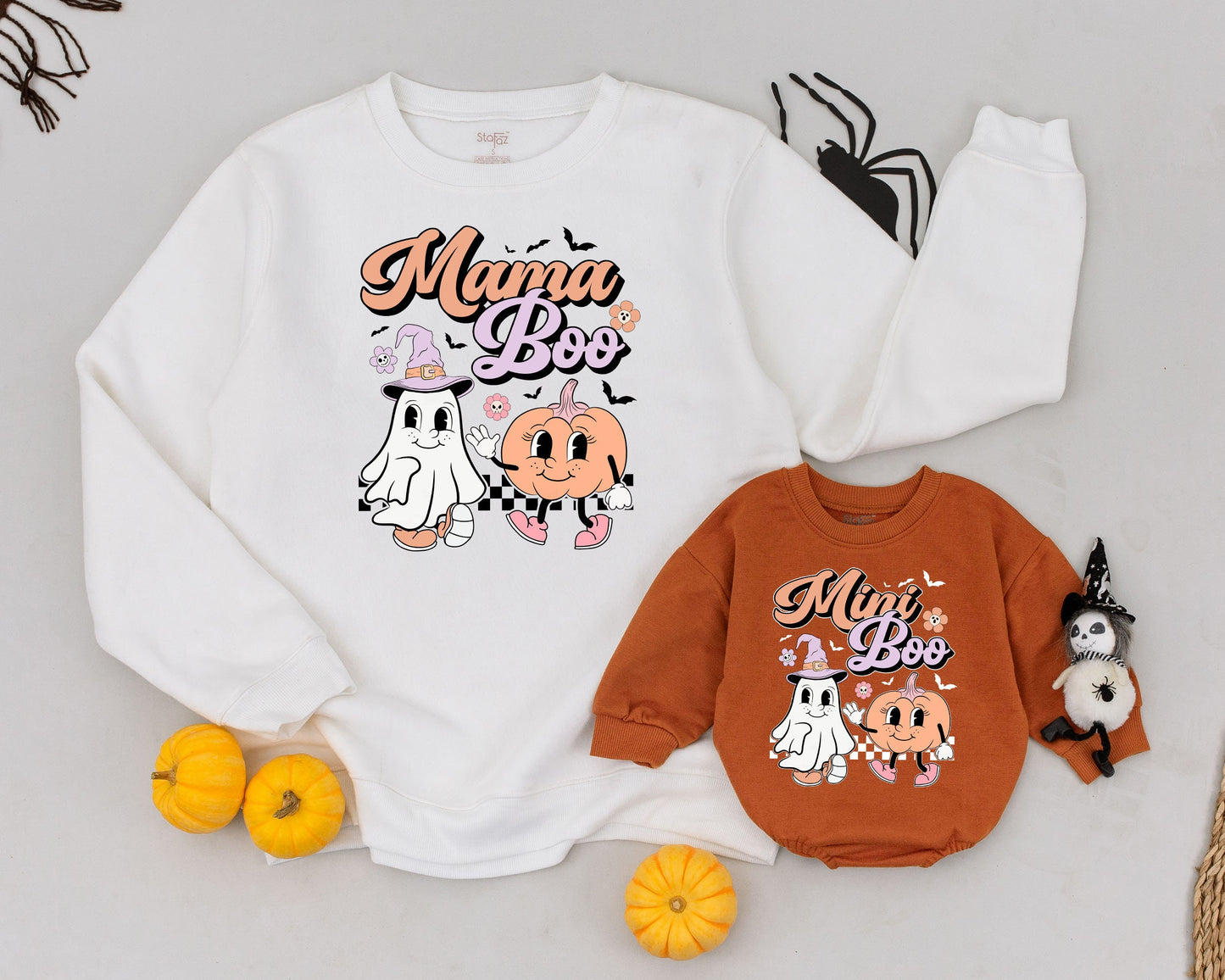 Matching Halloween Sweaters: Mama and Mini Spooky Ghost Outfits