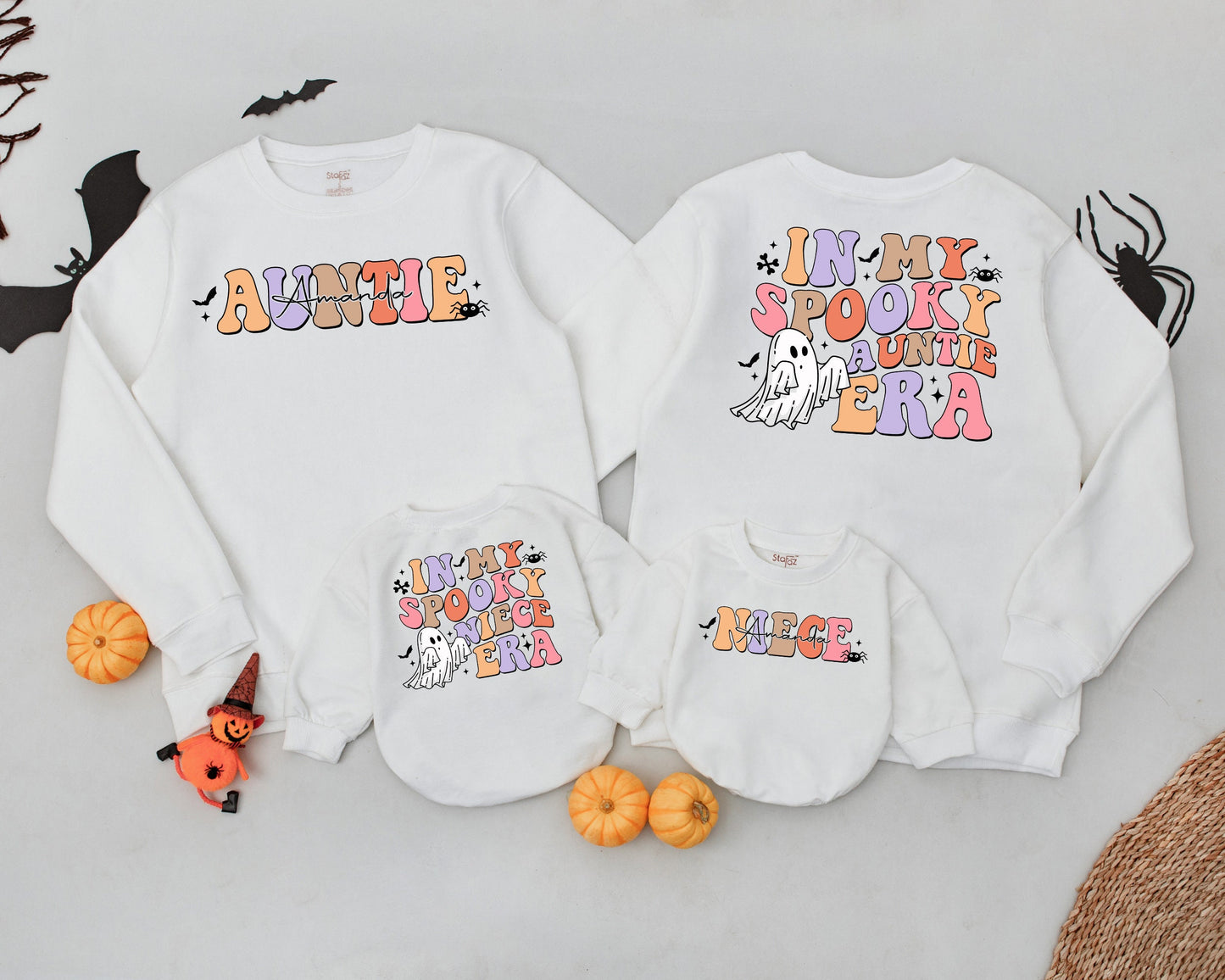 Spooky Auntie-Niece Matching Sweatshirts: Retro Halloween Gifts