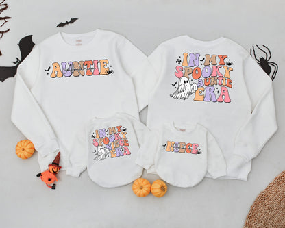 Spooky Auntie-Niece Matching Sweatshirts: Retro Halloween Gifts