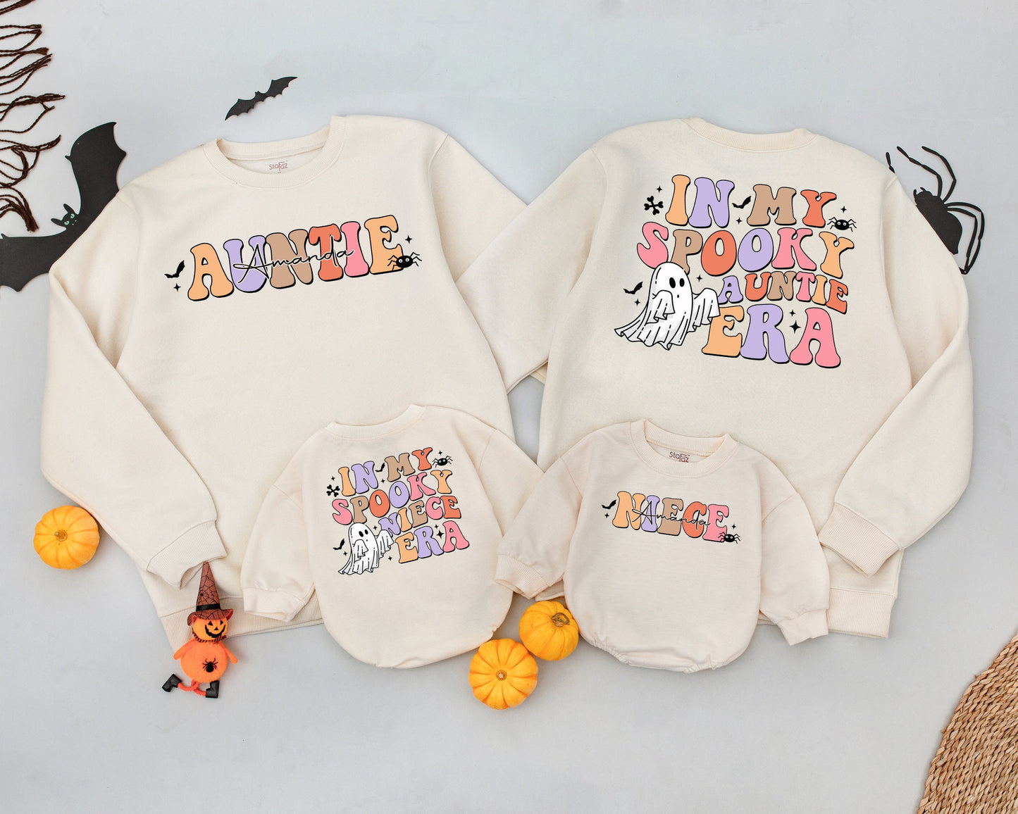 Spooky Auntie-Niece Matching Sweatshirts: Retro Halloween Gifts