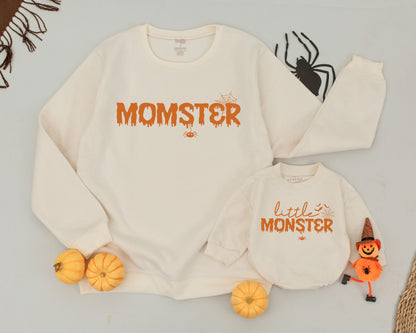 Matching Family Halloween Sweaters: Mom & Baby Retro Pumpkin Outfits