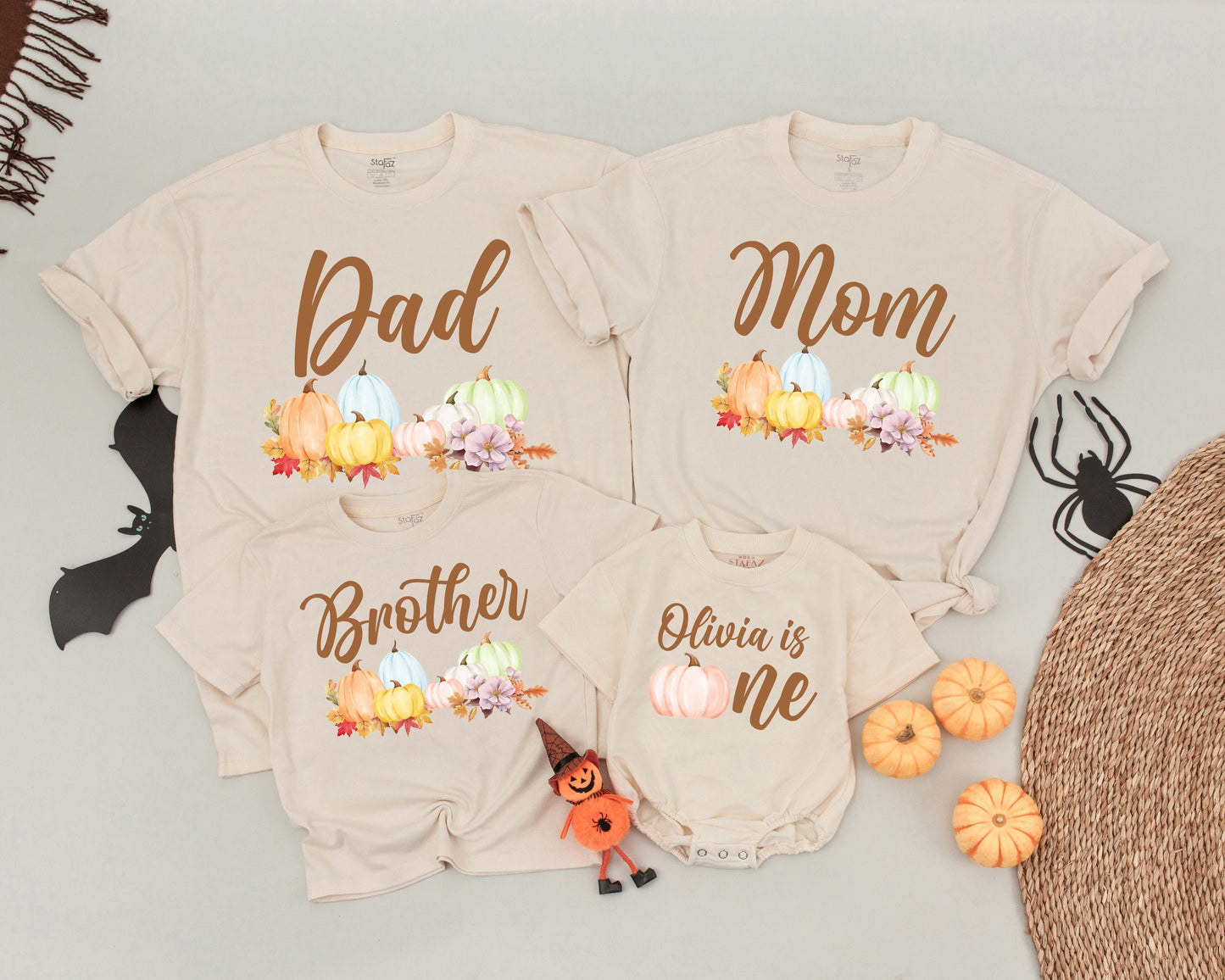 Boho Autumn Pumpkin Family Shirts: Matching Fall & Halloween Outfits