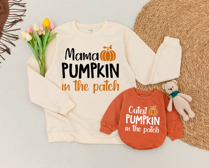 Mama and Mini Retro Fall Sweatshirts: Matching Pumpkin Patch Outfit  