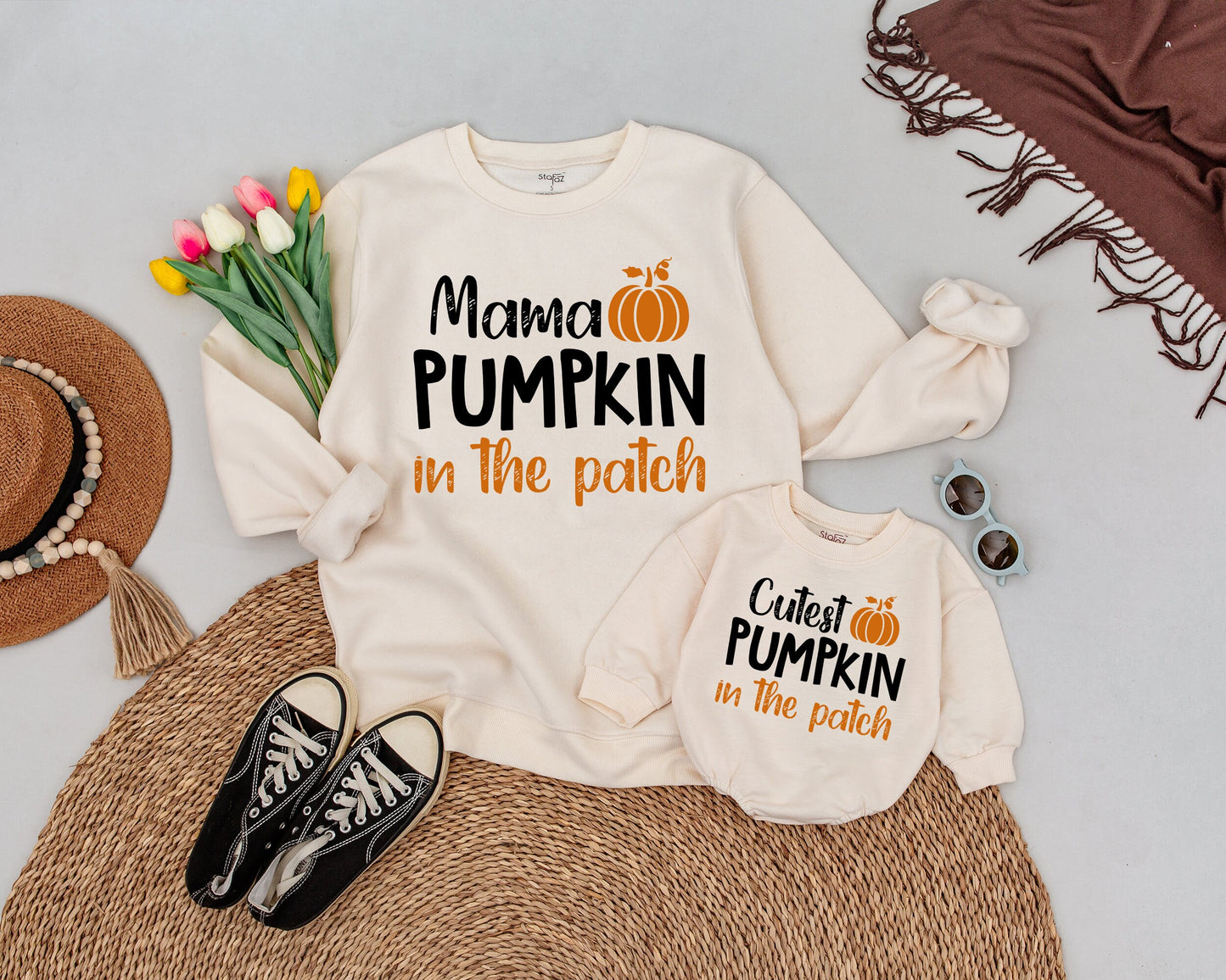 Mama and Mini Retro Fall Sweatshirts: Matching Pumpkin Patch Outfit  