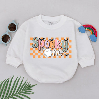 Spooky One 1st Birthday Romper Baby Halloween Outfit Pastel Bats Ghost Cute Checkerboard Design Newborn Girls Boys Shower Gift First Fall Boo
