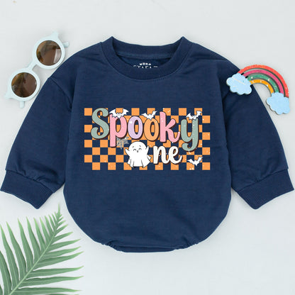 Spooky One 1st Birthday Romper Baby Halloween Outfit Pastel Bats Ghost Cute Checkerboard Design Newborn Girls Boys Shower Gift First Fall Boo