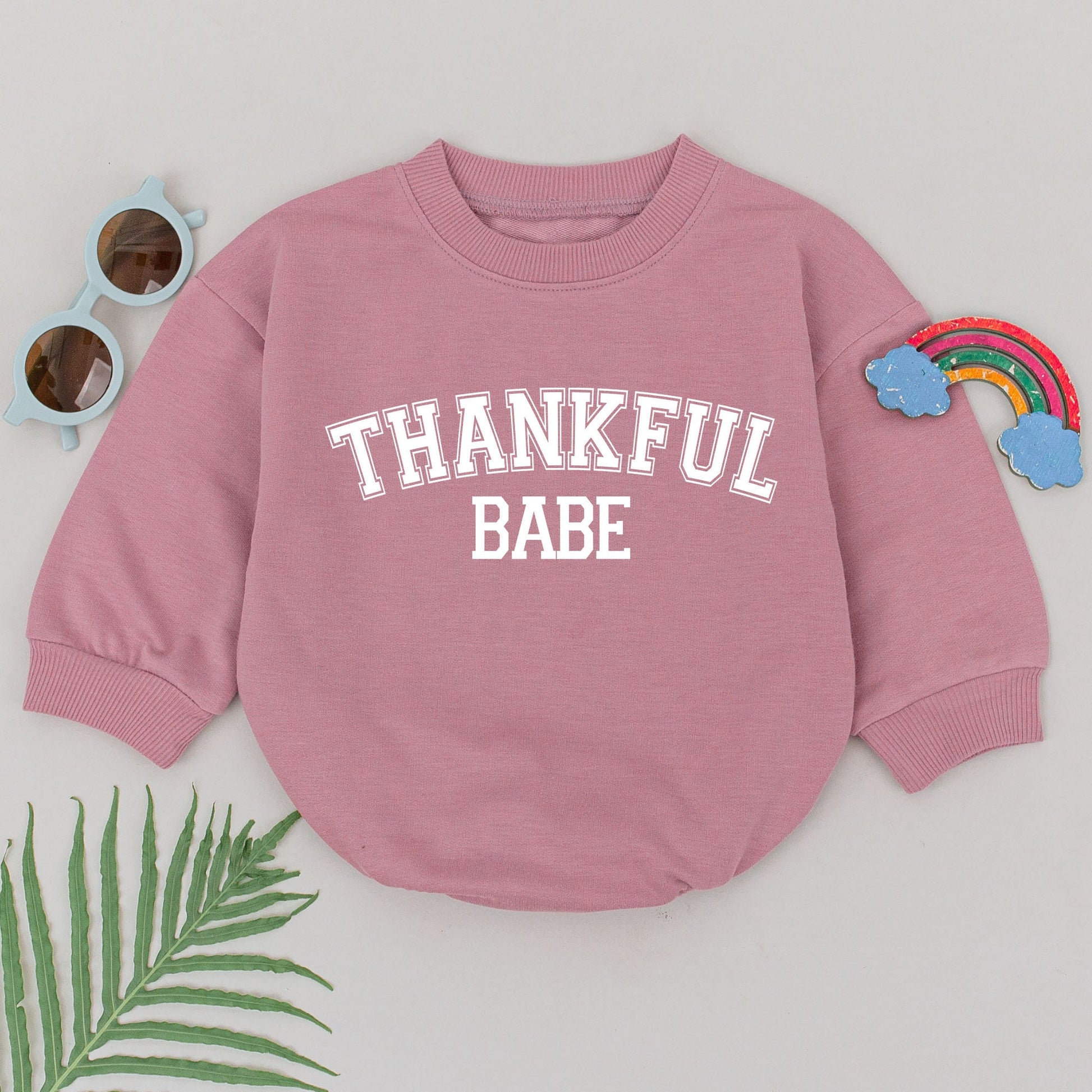 Thankful Babe Collegiate Romper, Adorable Thanksgiving Outfit for Baby Girl, First Thanksgiving Bodysuit, Cute Fall Baby Shower Gift, Newborn Clothes 136