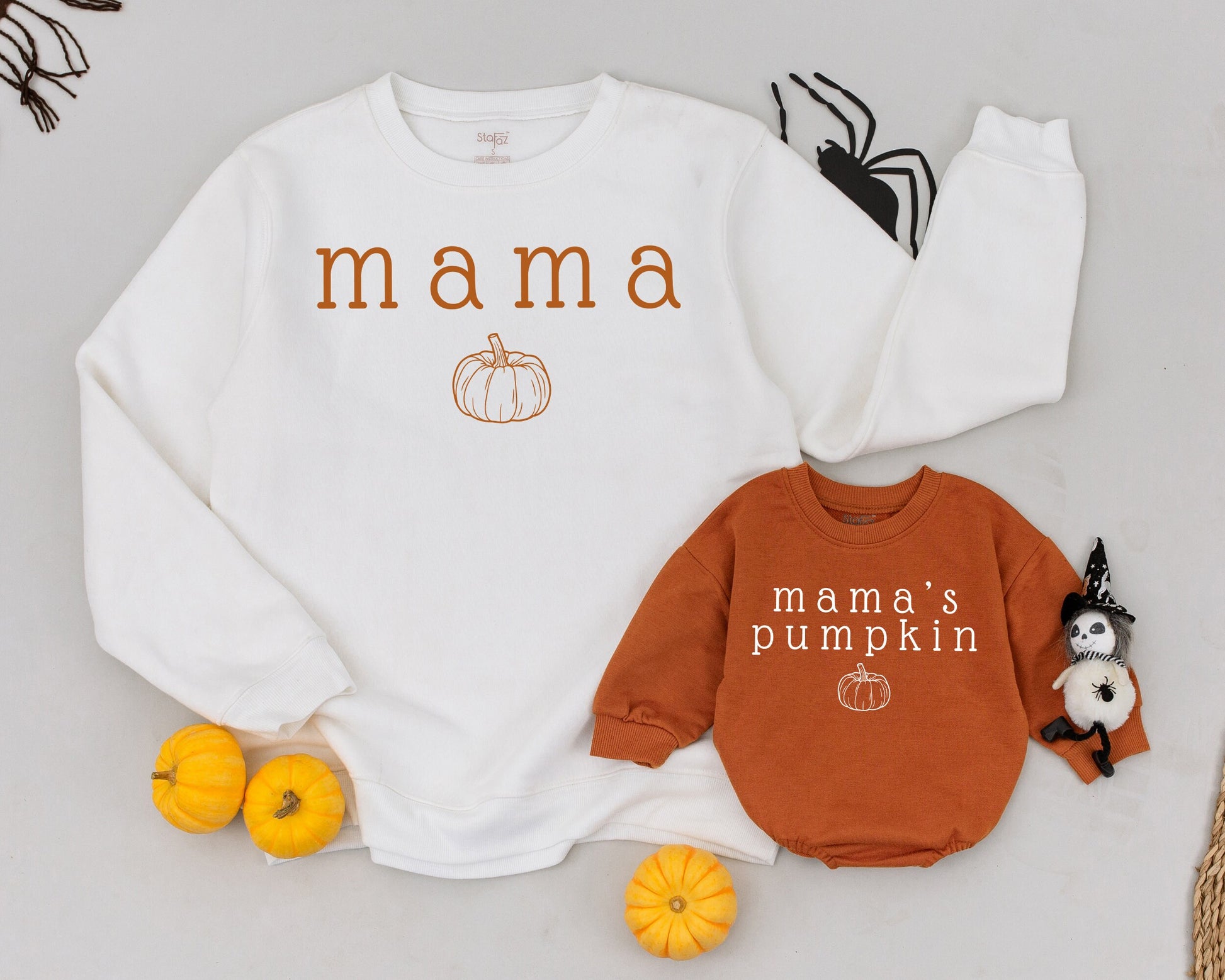 Matching Mama & Mama's Pumpkin Fall Sweatshirts for Mommy & Me, Retro Halloween Family Outfit