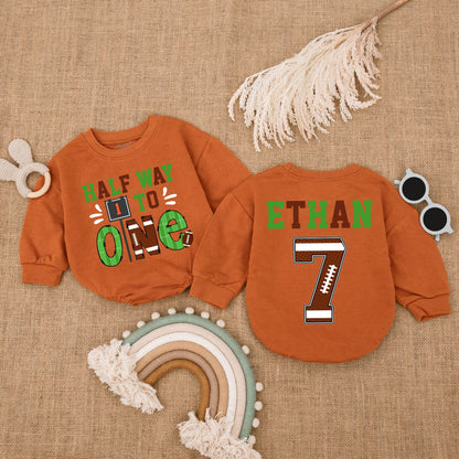 Halfway to One Football Romper - Custom Gameday Baby Outfit