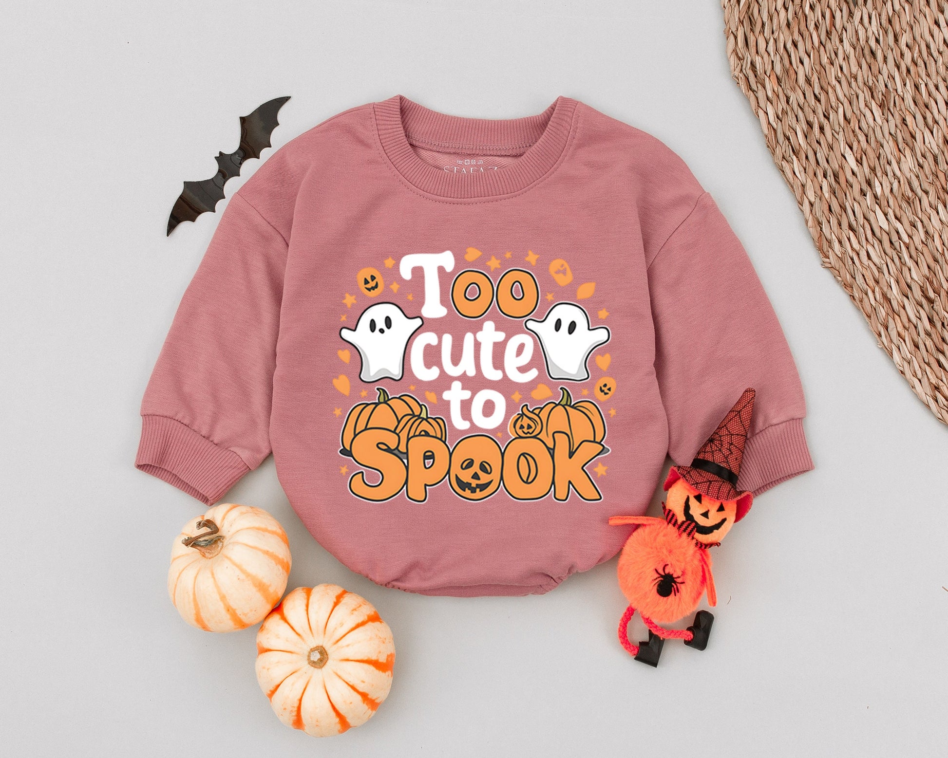 Too Cute To Spook Halloween Baby Romper Ghost Pumpkin Infant Toddler Outfit Playful Gender Neutral Groovy First Halloween Baby Girl Boy Clothes