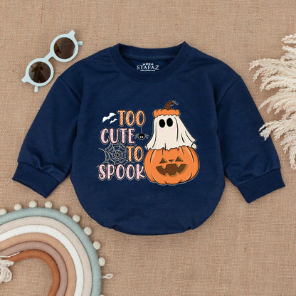 Too Cute To Spook Halloween Romper Baby Girl Outfit Pumpkin Ghost Spiderweb Design First Halloween Gift 138 Characters