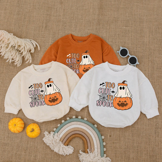 Too Cute To Spook Halloween Romper Baby Girl Outfit Pumpkin Ghost Spiderweb Design First Halloween Gift 138 Characters