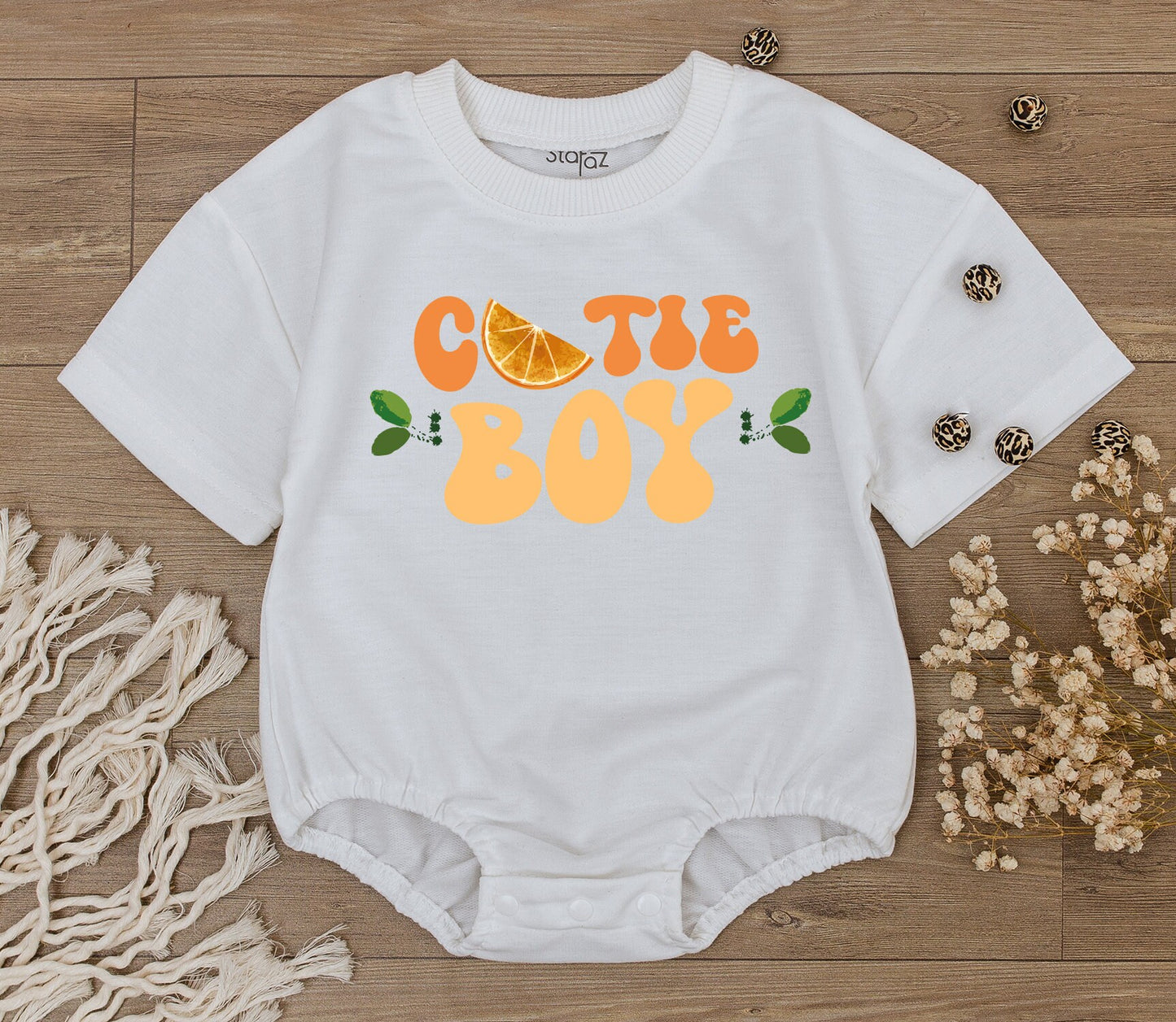 Retro Cutie Baby Romper - Fruit Theme Gender Neutral Newborn Gift