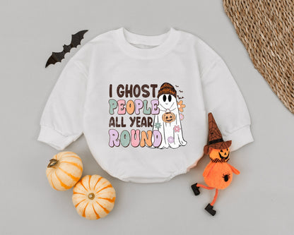 Year-Round Ghost Baby Romper - Retro Halloween Costume for Kids