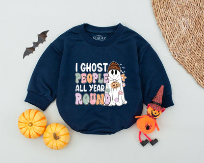 Year-Round Ghost Baby Romper - Retro Halloween Costume for Kids