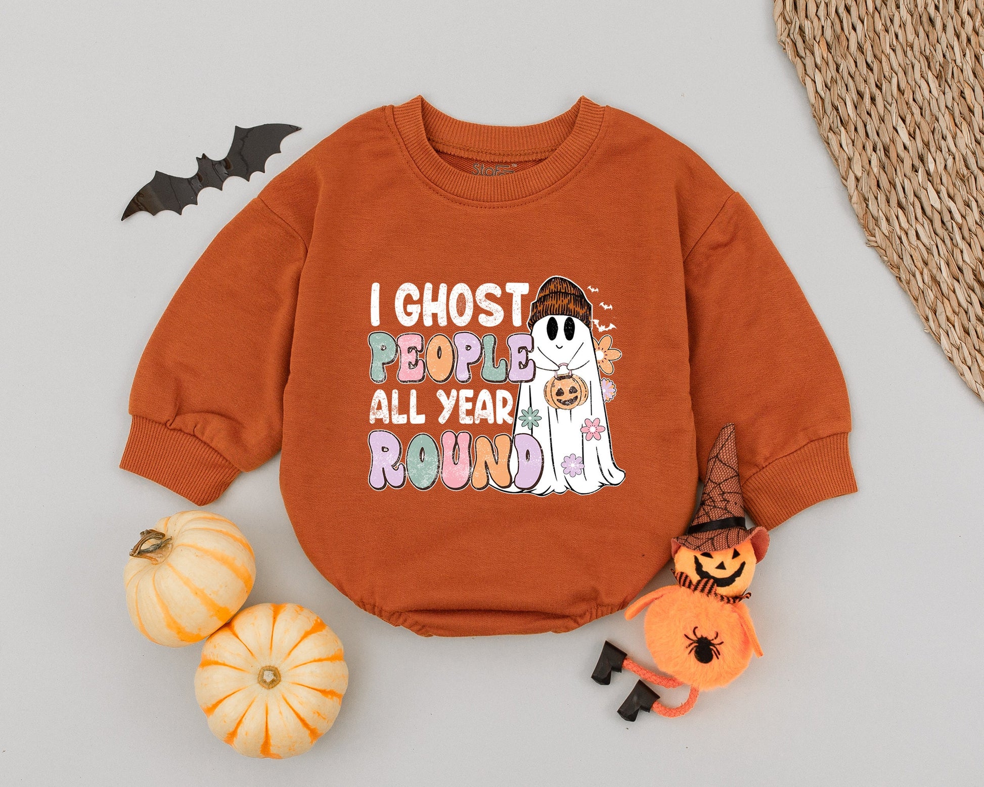 Year-Round Ghost Baby Romper - Retro Halloween Costume for Kids