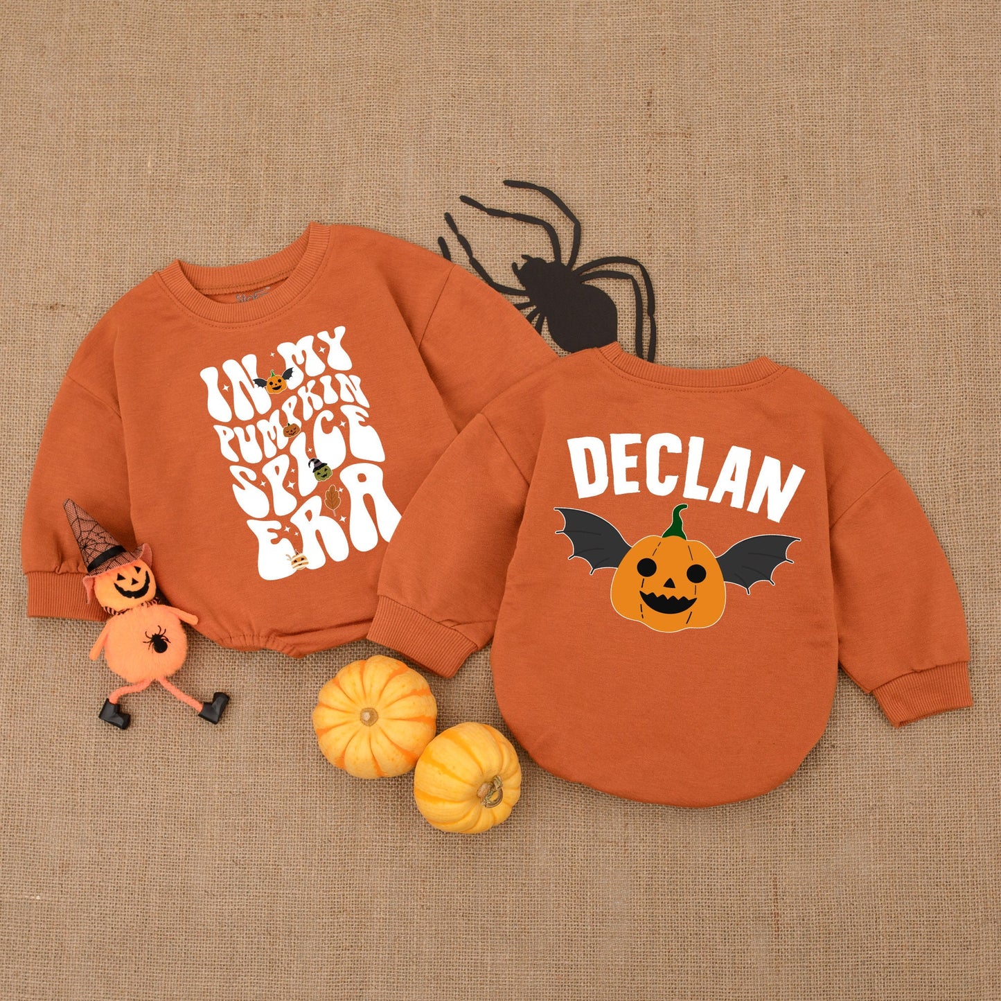 Pumpkin Spice Bubble Romper: Gender Neutral Halloween Baby Outfit