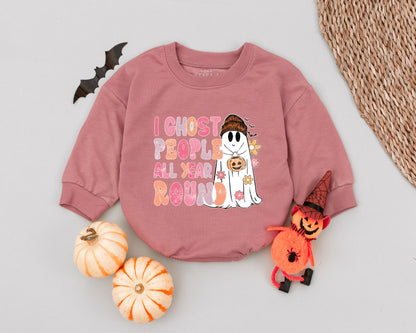 Spooky Pink Baby Romper - Retro Halloween Costume for Girls