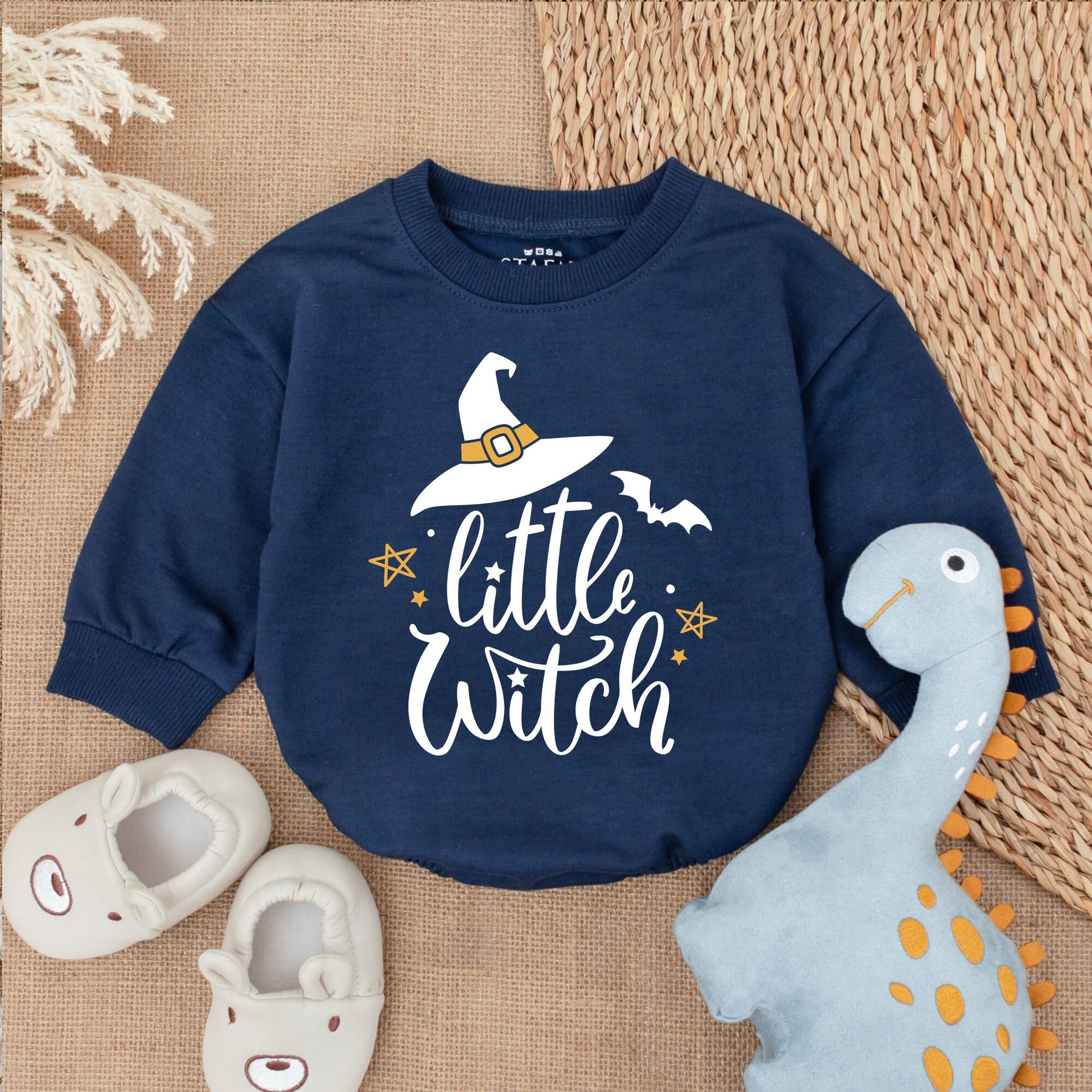 Retro Little Witch Halloween Baby Romper: First Halloween Outfit