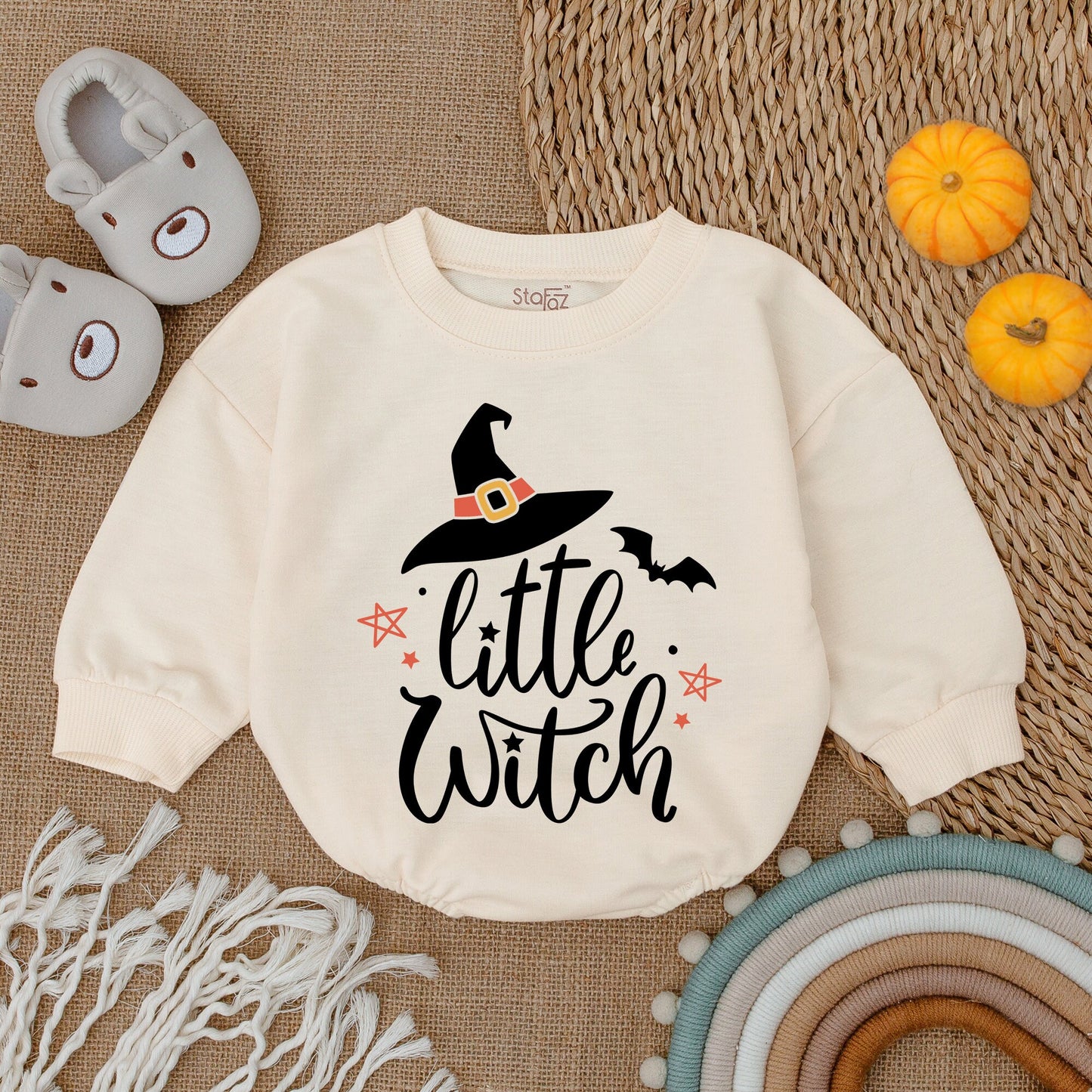 Retro Little Witch Halloween Baby Romper: First Halloween Outfit