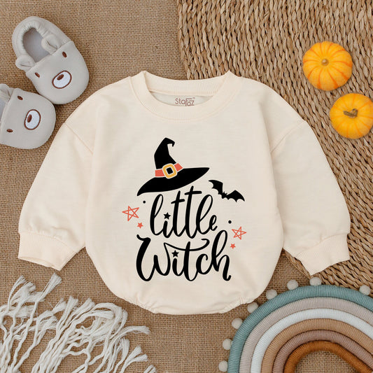 Retro Little Witch Halloween Baby Romper: First Halloween Outfit