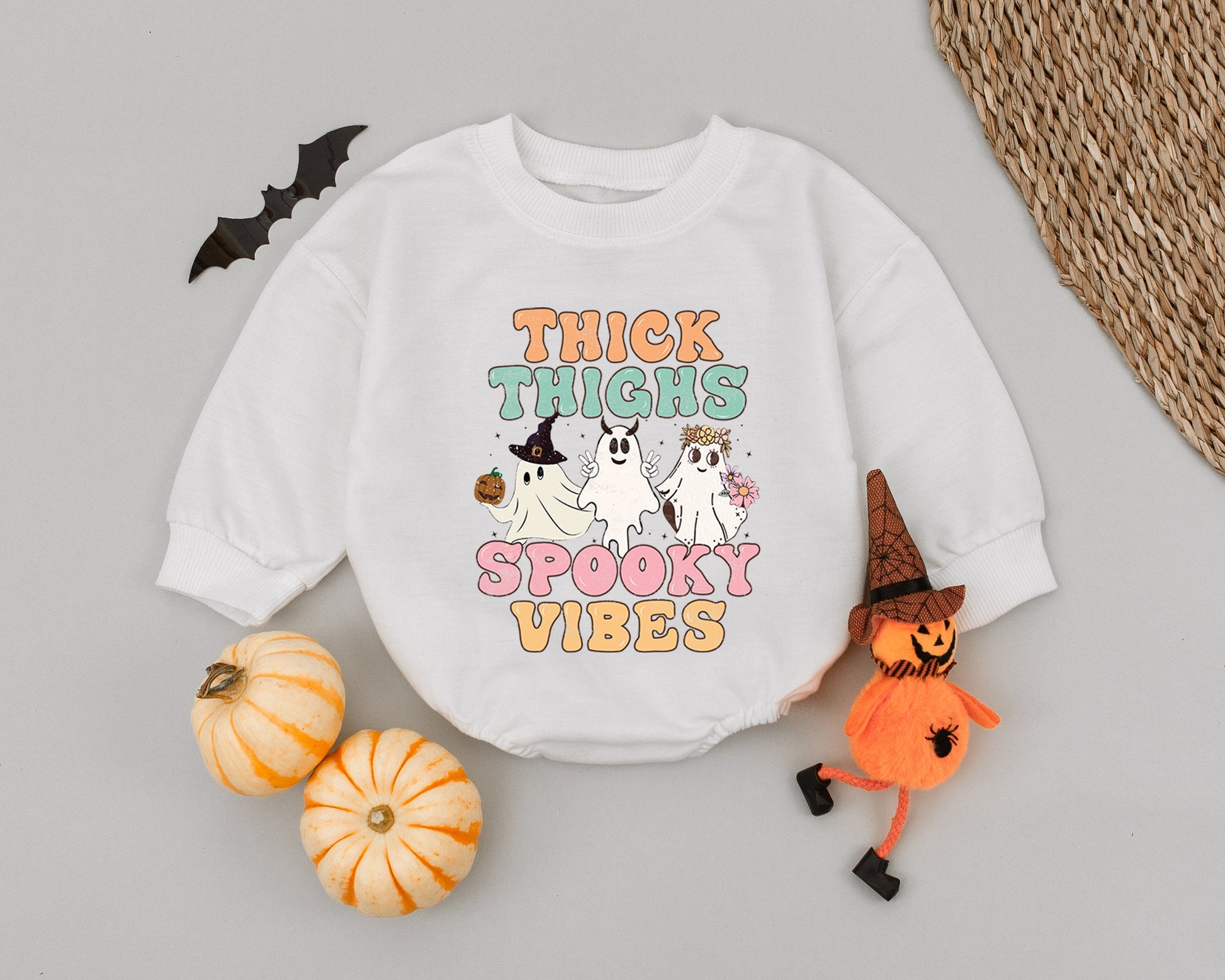 Retro Ghost Baby Romper: Spooky Halloween Outfit & Gift Idea