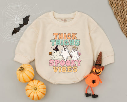 Retro Ghost Baby Romper: Spooky Halloween Outfit & Gift Idea