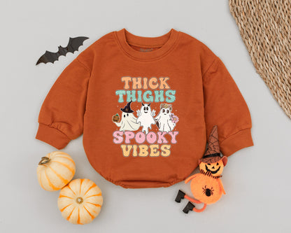 Retro Ghost Baby Romper: Spooky Halloween Outfit & Gift Idea