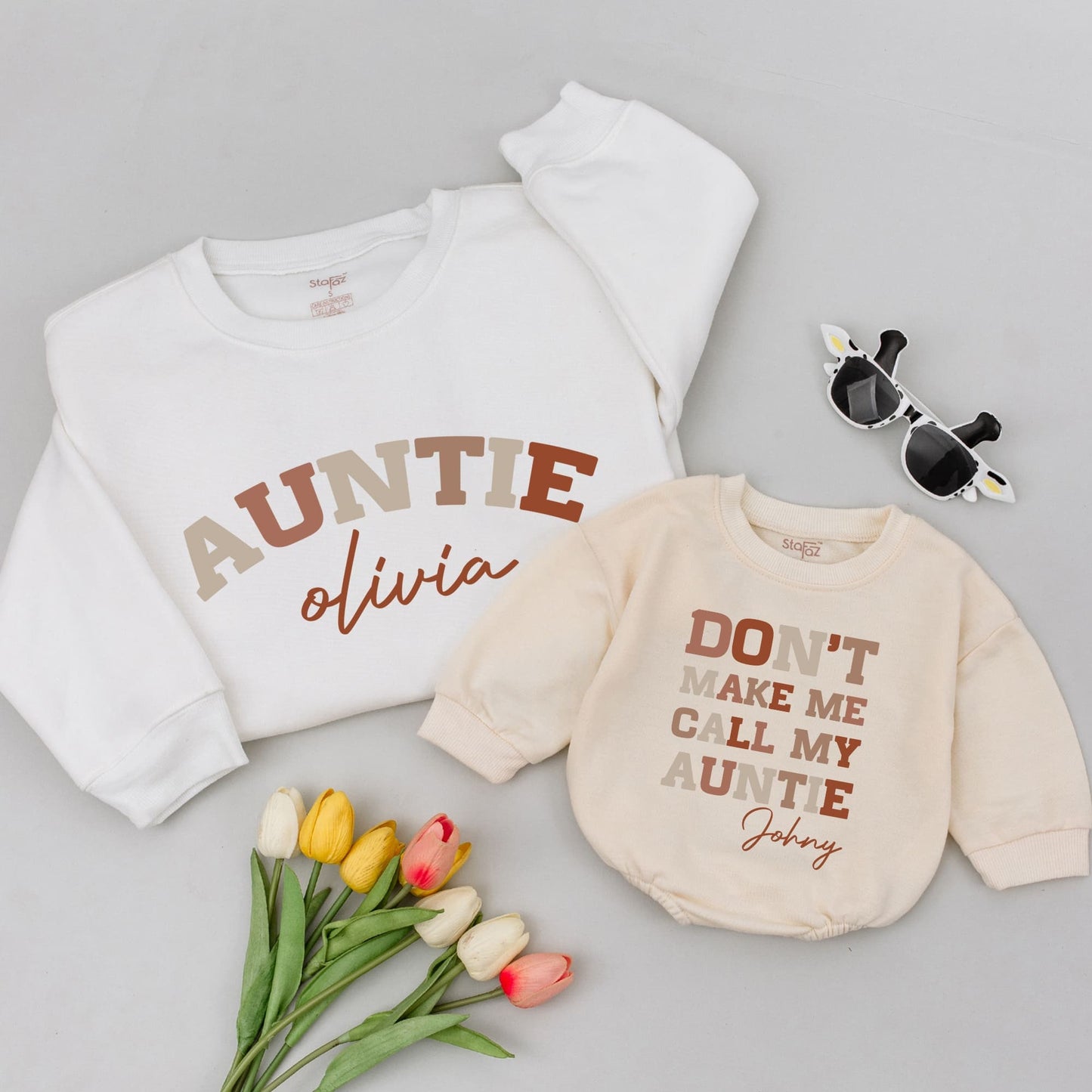 Custom Auntie & Bestie Shirts: Baby Gifts, Family Matching Outfits