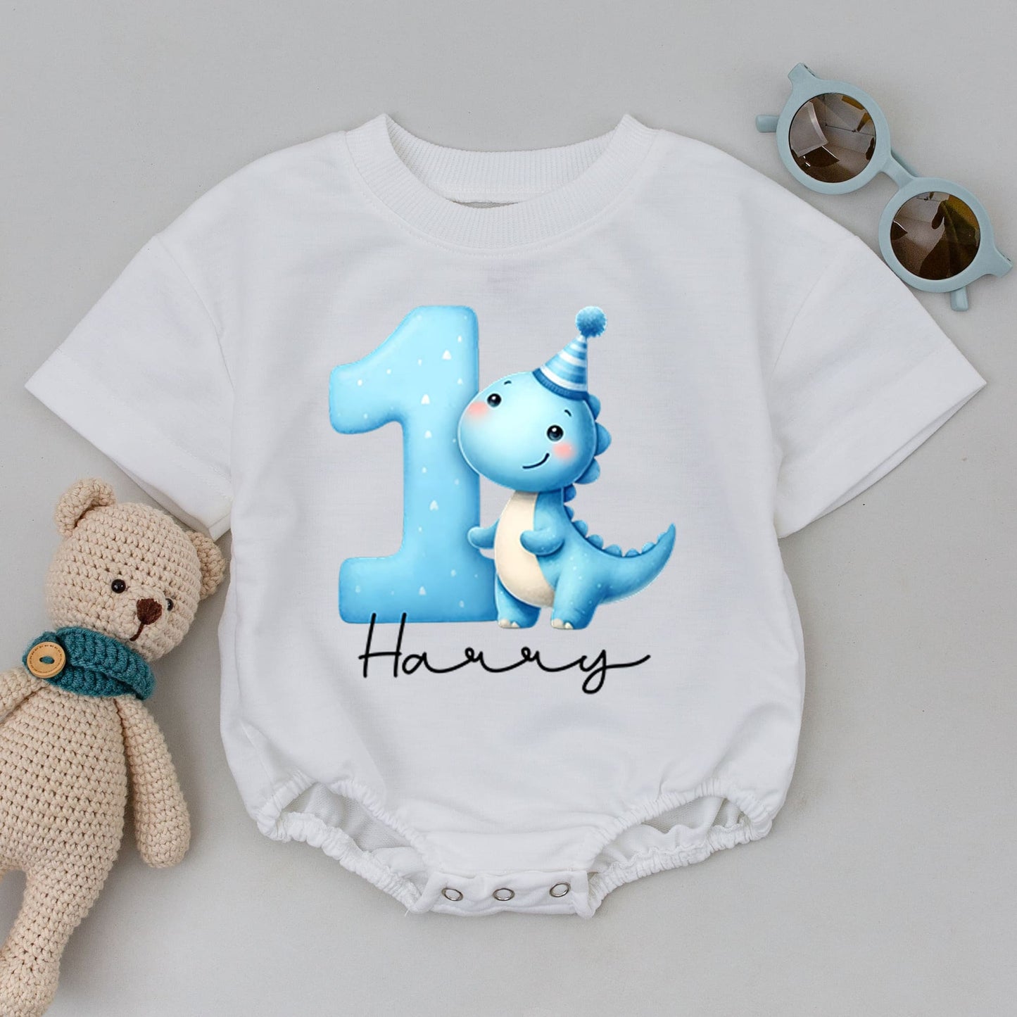 Dinosaur Birthday Shirts: Cute Blue 1st Birthday Outfit for Family  