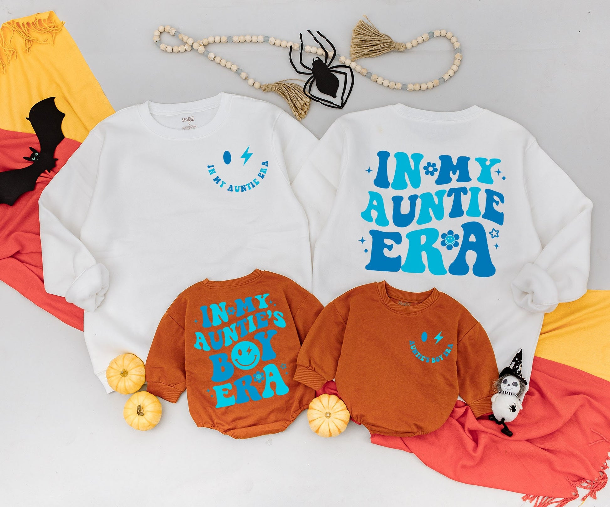 Groovy Auntie & Me Matching Set - Retro Auntie's Boy/Girl Outfit, Baby Shower Gift, Cool Aunt Era Sweatshirt, Playful Newborn Clothes 134 Chars