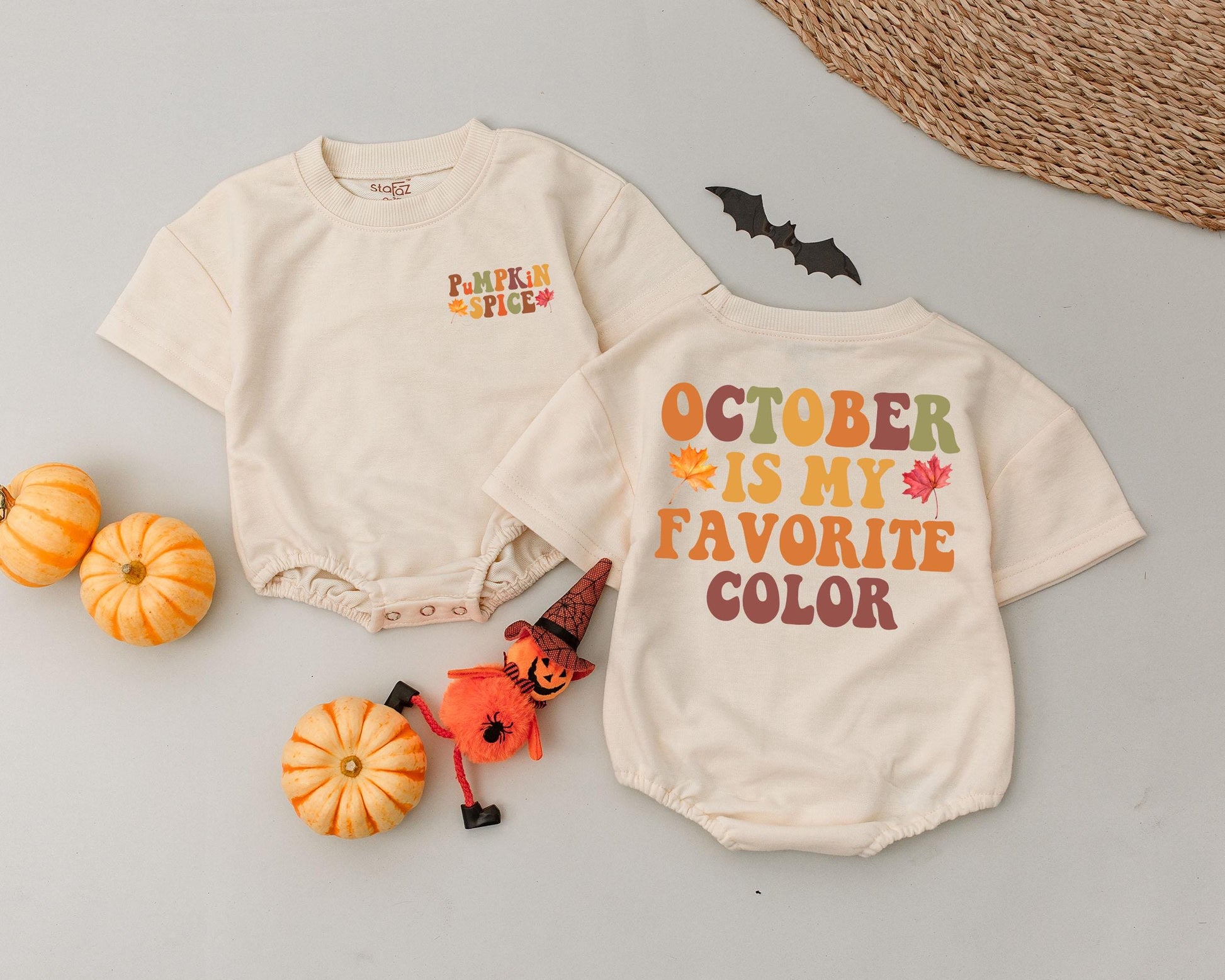 Baby's 1st Halloween Retro Pumpkin Romper - Cozy Fall Outfit