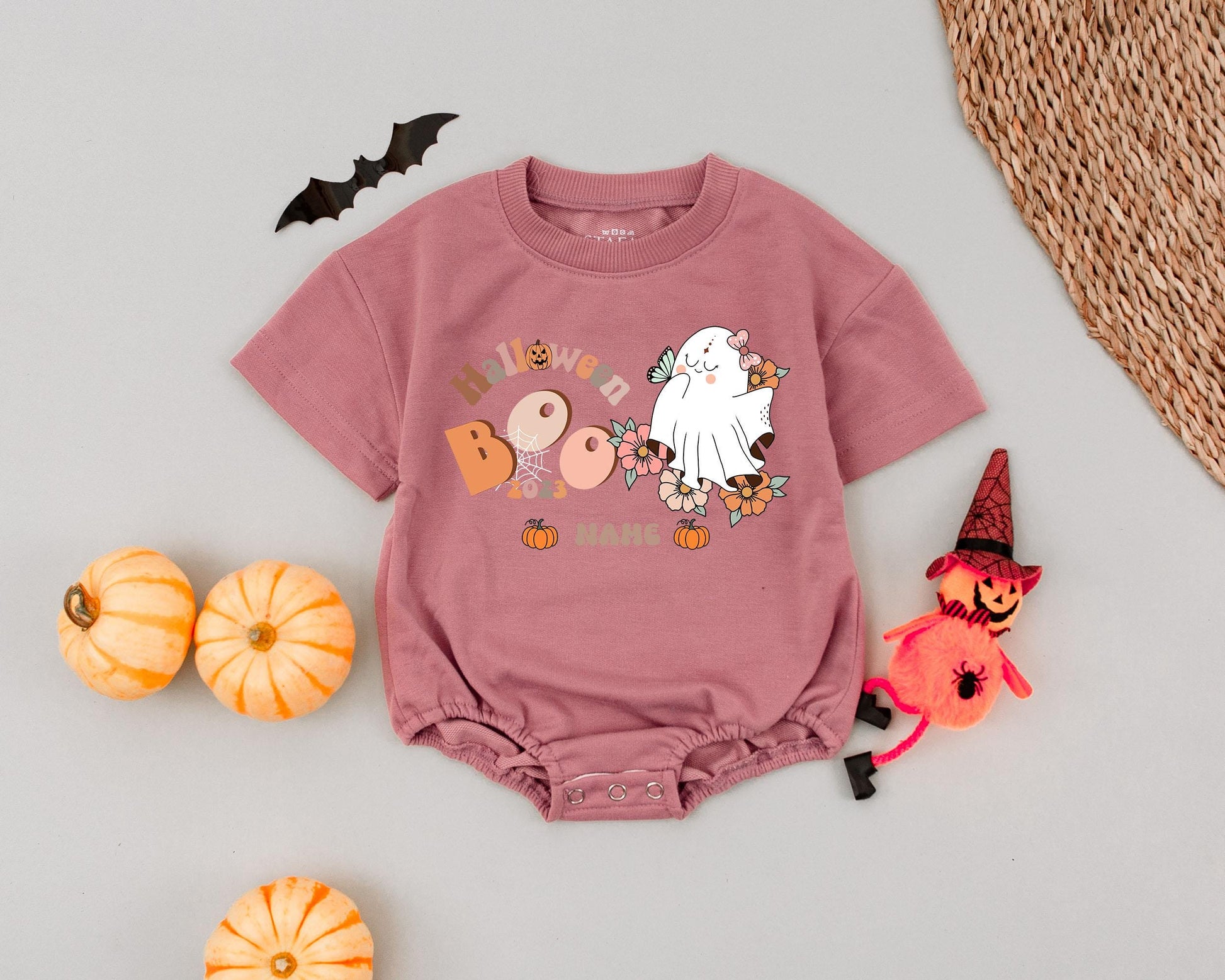 Boo Name Romper Halloween Outfit: Custom Baby Bodysuit Costume