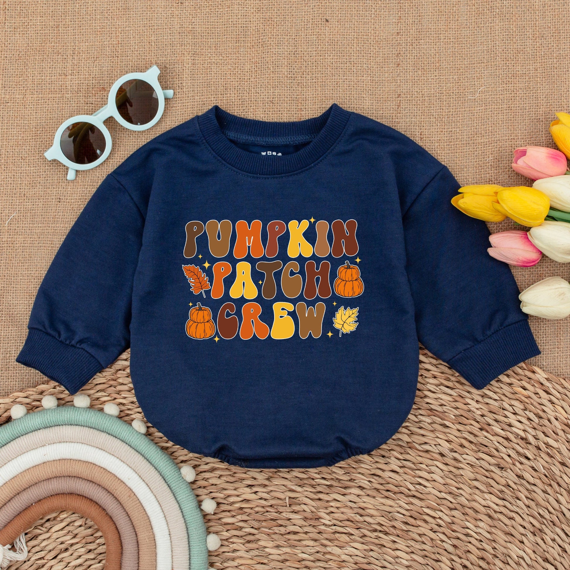 Fall Newborn Romper: Vintage Pumpkin Thanksgiving Baby Outfit