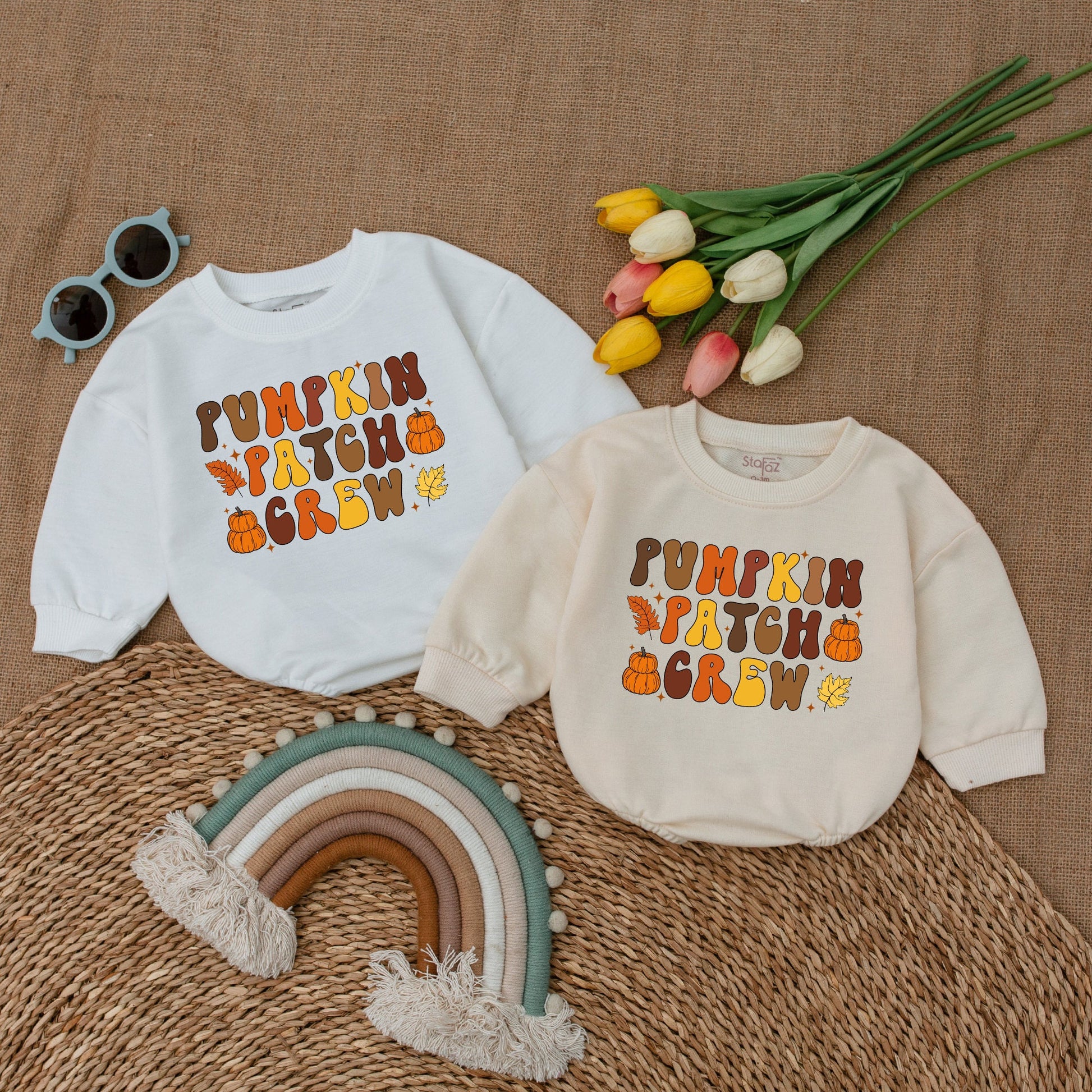 Fall Newborn Romper: Vintage Pumpkin Thanksgiving Baby Outfit