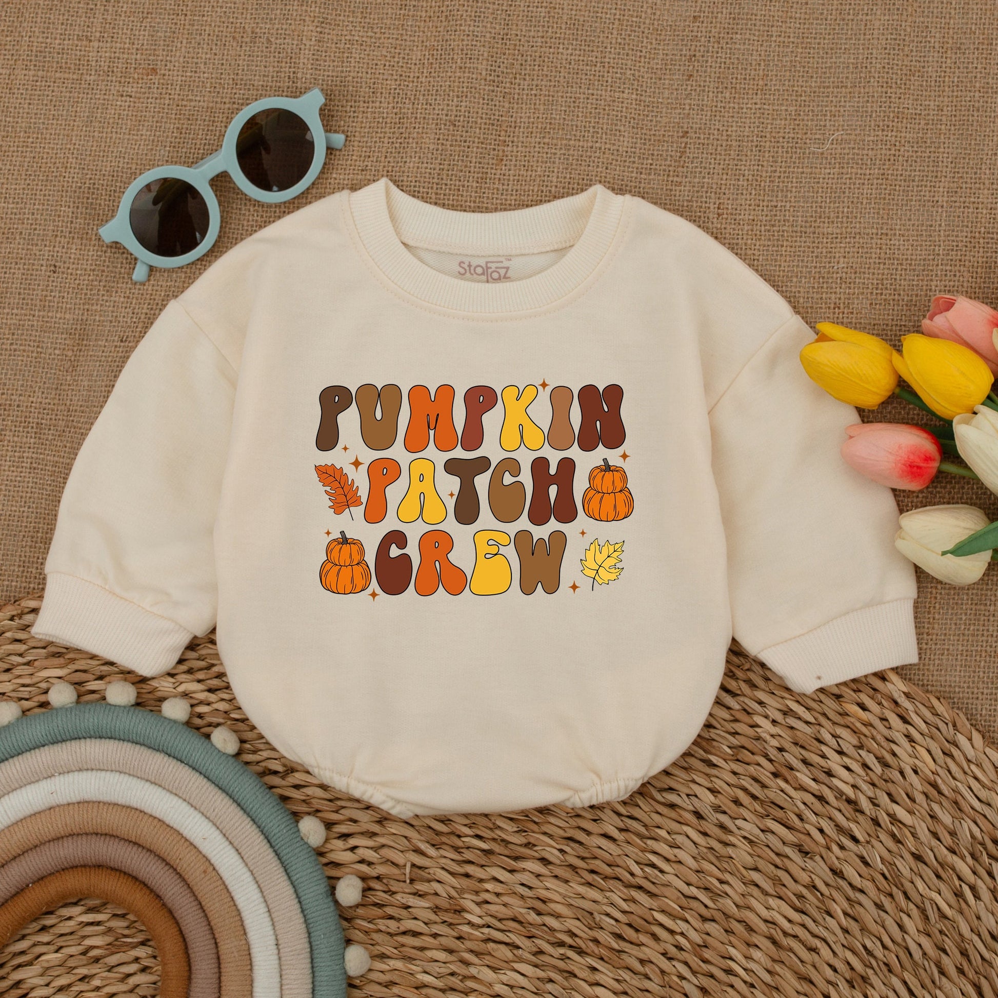 Fall Newborn Romper: Vintage Pumpkin Thanksgiving Baby Outfit