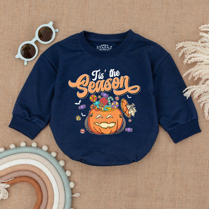 Tis the Season Halloween Baby Romper First Boo Outfit Candy Pumpkin Jack-o'-Lantern Bodysuit Retro Newborn Shower Gift Spooky Cute Clothes 138