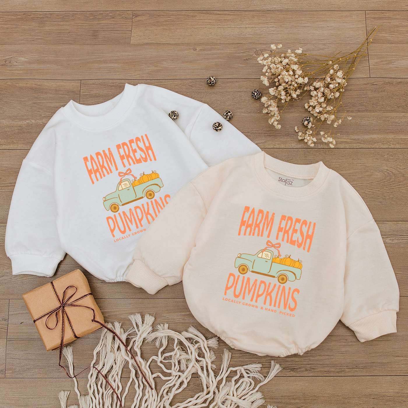 Pumpkin Patch Baby Romper - Fall Outfit, Thanksgiving Newborn Gift