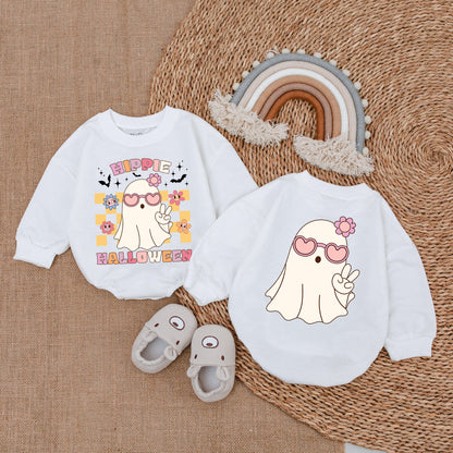 Retro Ghost Halloween Baby Girl Clothes Heart Sunglasses Bodysuit Vintage Flowers Stars Bats Romper First Halloween Outfit