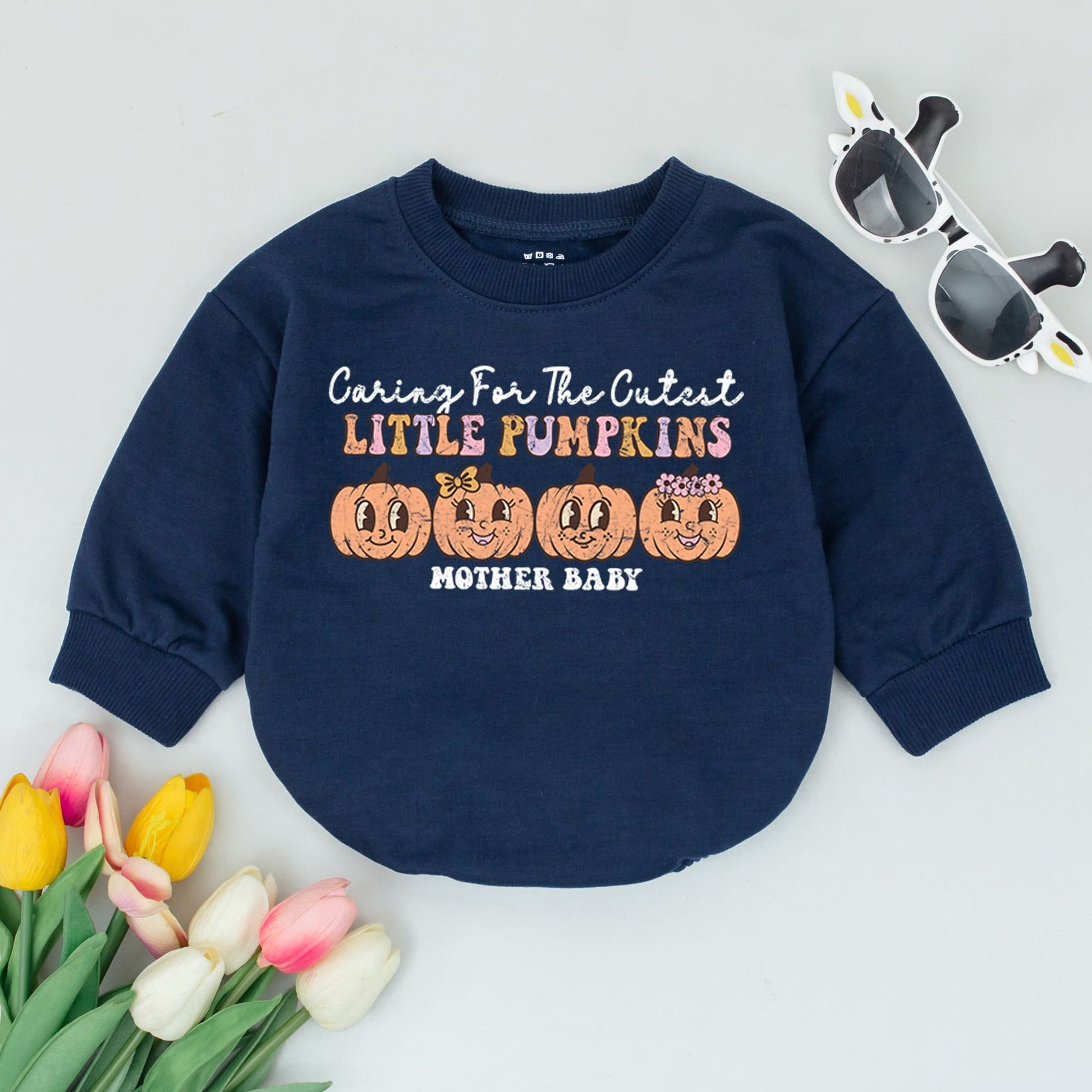 Charming Pumpkin Fall Baby Romper - Cute Thanksgiving Baby Outfit  