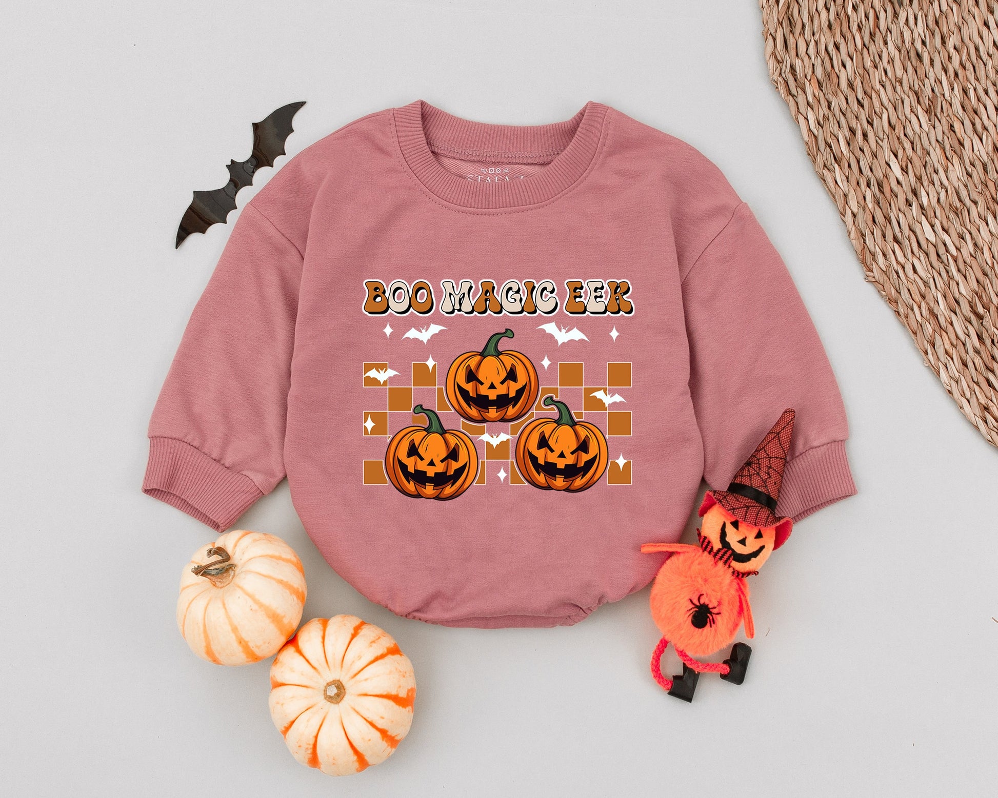 Boo Magic Eek Baby Romper Spooky Pumpkin Halloween Outfit Retro Vintage Design Adorable Infant Toddler Costume Sweet Fall Gift