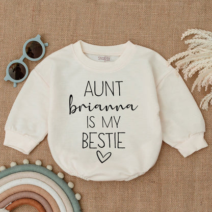 Personalized Auntie's Bestie Baby Bodysuit Infant Coming Home Outfit Gift from Aunt Baby Shower Apparel for Newborn Girls Boys