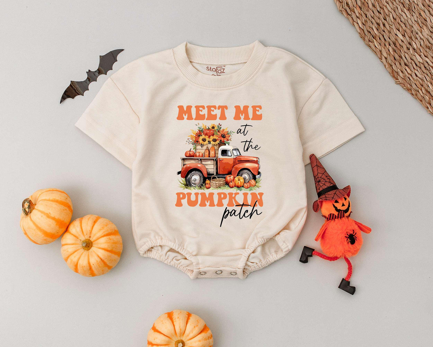 Pumpkin Patch Retro Romper: My First Halloween Baby Outfit