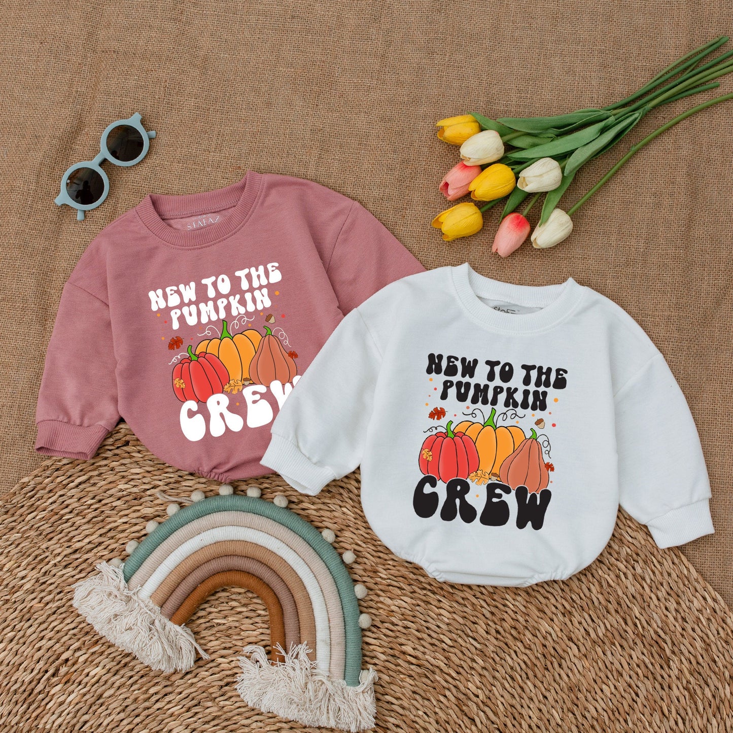 Pumpkin Crew Baby Bodysuit: Fall Outfit & Thanksgiving Gift  