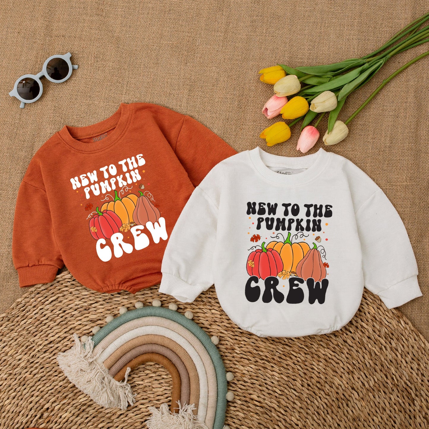 Pumpkin Crew Baby Bodysuit: Fall Outfit & Thanksgiving Gift  