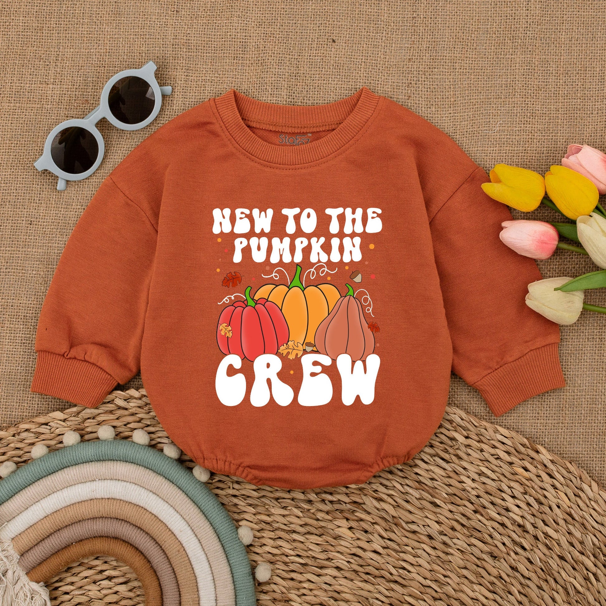 Pumpkin Crew Baby Bodysuit: Fall Outfit & Thanksgiving Gift  