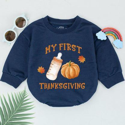 First Thanksgiving Baby Romper: Autumn Pumpkin Spice Gift Outfit